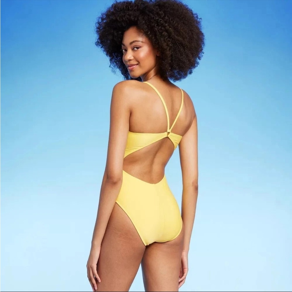 Shade & Shore Yellow One-Piece Swimsuit with Cutout Back